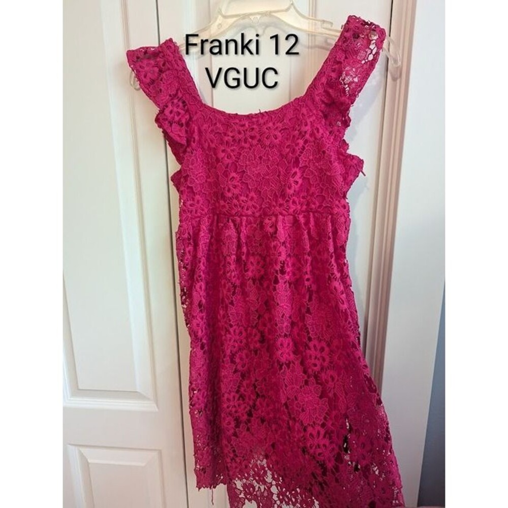 Franki by Francescas Sz 12 Girl pink lace sleeveless dress